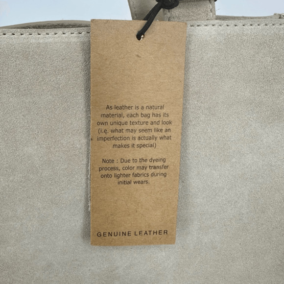 Margot Jamee Double Strapped Suede Tote Bag with Pouch Cream Minimalist - Picture 3 of 14